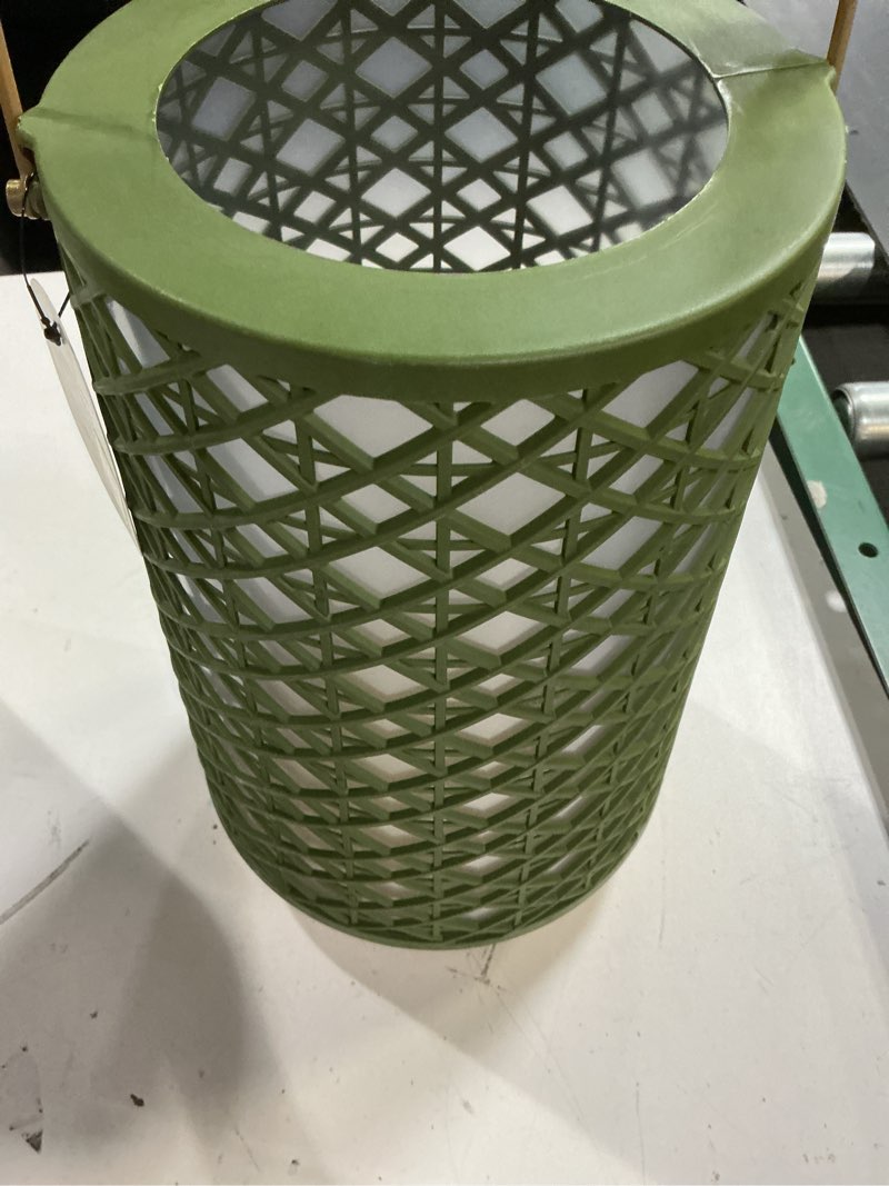 Condition photo showing Good Condition for rattan battery/solar led medium outdoor lantern heathered green - threshold