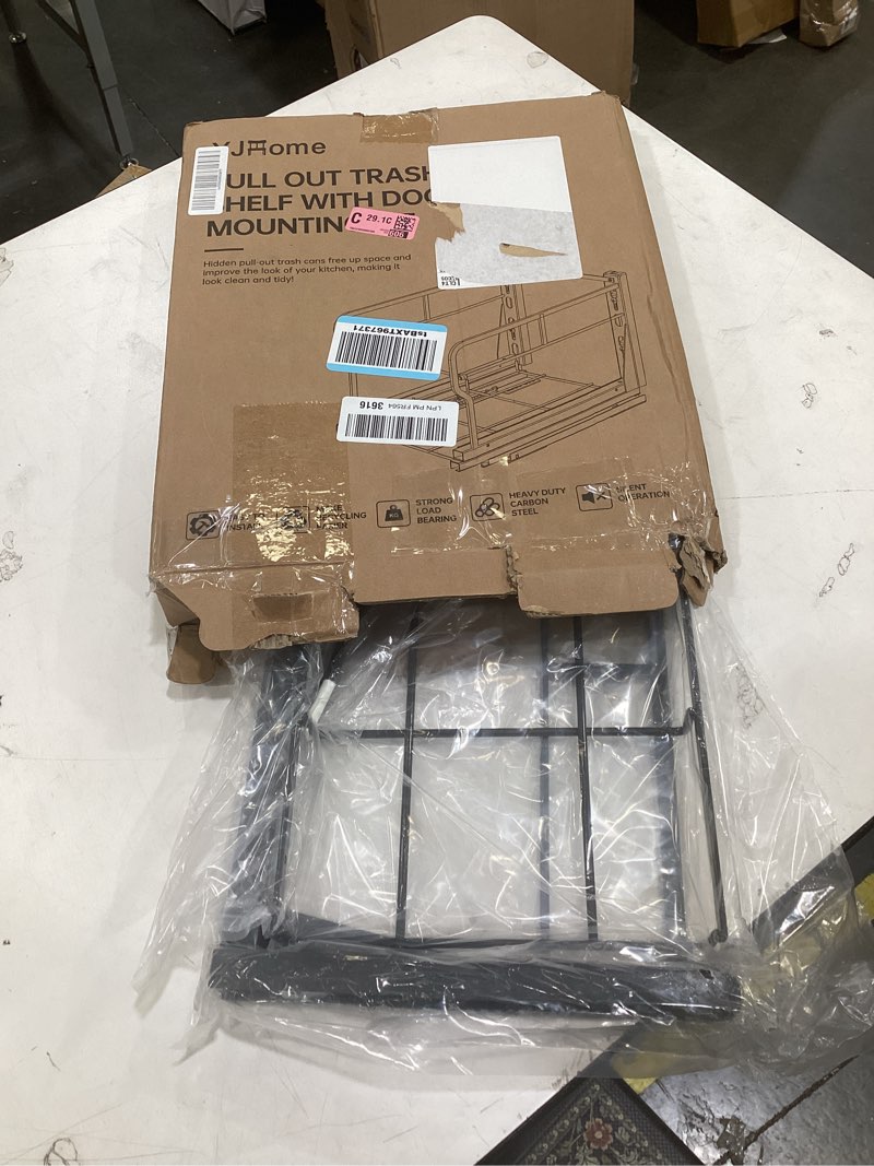 Condition photo showing Good Condition for yjhome pull out trash can under cabinet with soft-close slides, garbage can not included, cabinet trash can pull out kit with door mounting kit, requires minimum cabinets opening 12" w x 18" d single