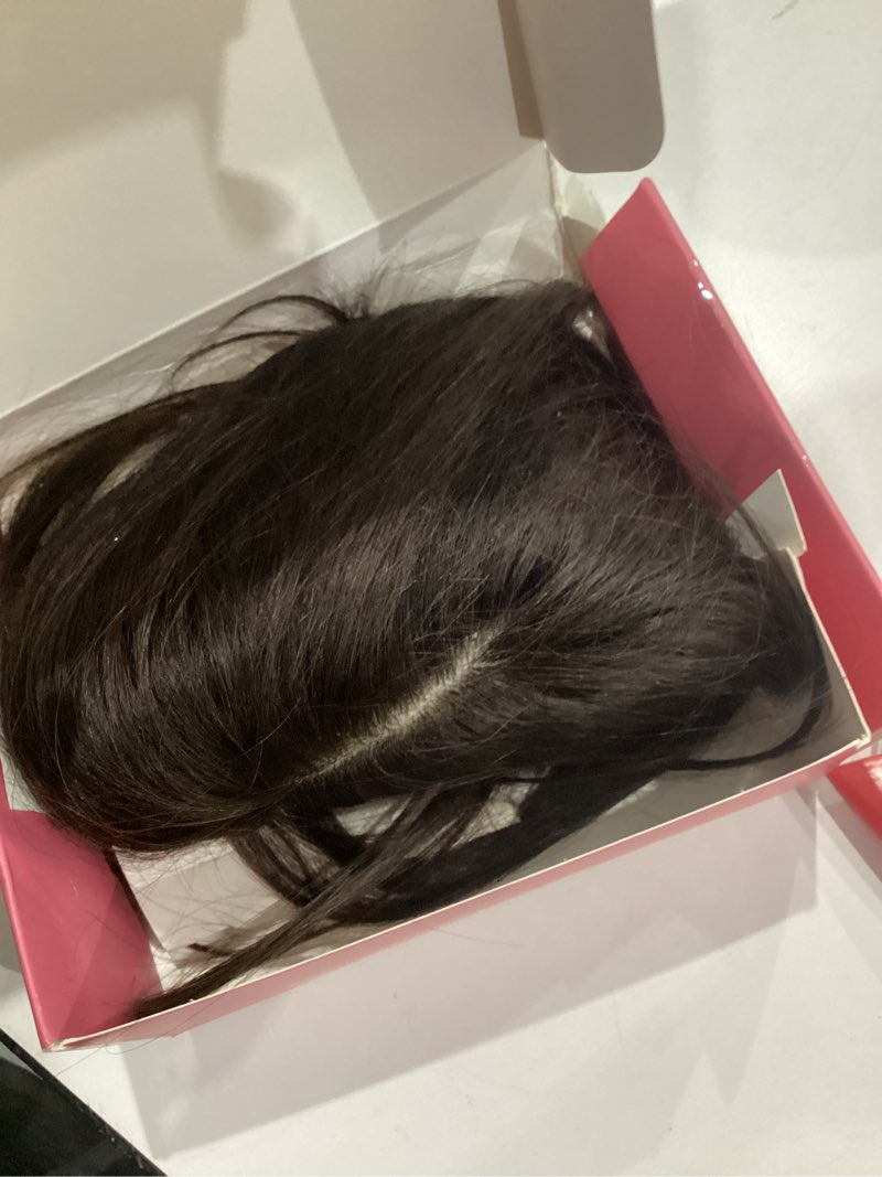 Condition photo showing As Is for Matriarchs Hair Toppers For Women Real Human Hair,12inch Wispy Clip In Bangs Toppers Hair Pieces For Women With Thinning Crown, 360°3D Cover Realistic Scalp Line Hairpieces (Dark Brown) Dark Brown Wispy Bangs