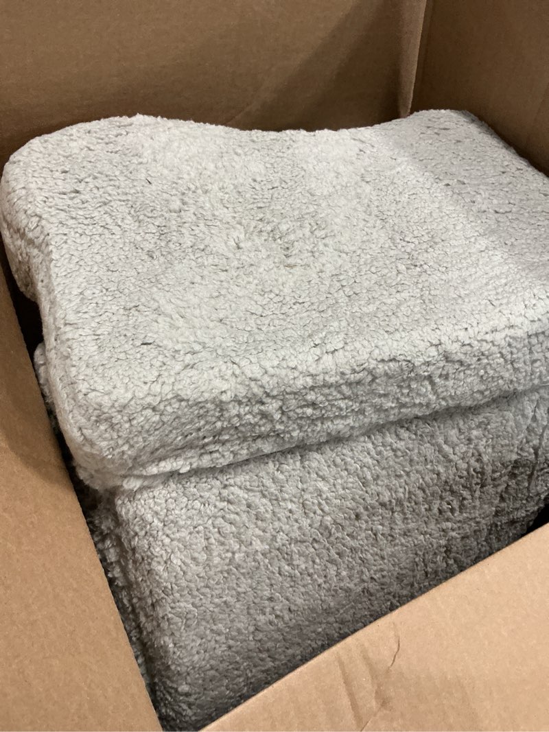 Condition photo showing As Is for Kids Chairs for Toddler, 2-in-1 Toddler Soft Sherpa Couch Fold Out, Convertible Sofa to Lounger for Girls and Boys, Grey Grey Medium