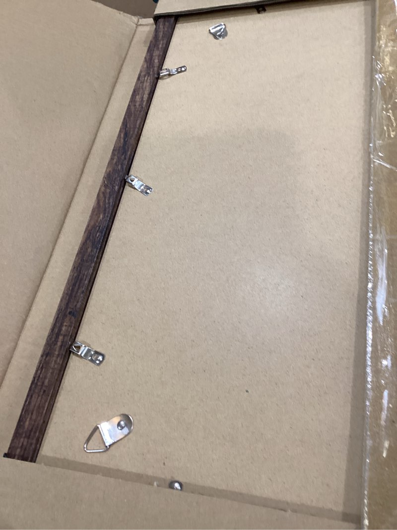 Condition photo showing Good Condition for 16x20 frames set of 2, rustic brown wood style - display 16 x 20 picture without mat or 11x14 picture with mat, wall mounting horizontal and vertical rustic brown 16x20 in