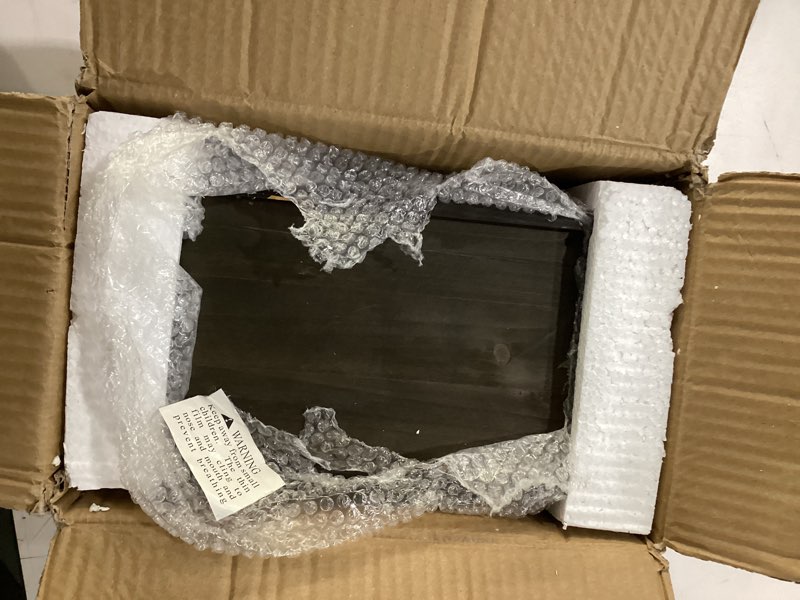 Condition photo showing Good Condition for mygift tissue box cover rectangular rustic torched wood kleenex box holder with slide-out panel, distressed farmhouse decor for bathroom, office, and living room dark torched wood