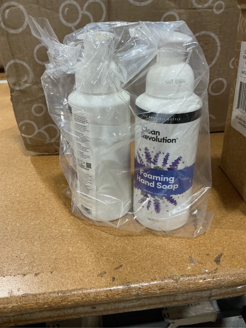 Condition photo showing New/Like New for clean revolution foaming hand soap. ready to use formula. natural lavender. 14 oz, pack of 3