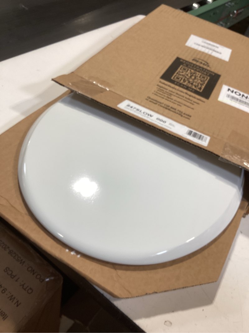 Condition photo showing Good Condition for mayfair cassel slow close toilet seat, easy clean, non slip premium wood seat, easy install, made in usa, round, white round 1 - toilet seat