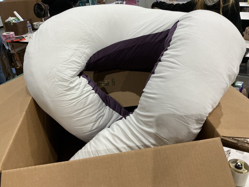 Condition photo showing Good Condition for similar to queen rose extra long u shaped body pillow, 65in pregnancy pillows for sleeping, full body support for adults and maternity women, cooling sateen cover, purple and white organic sateen - white&purple 65in