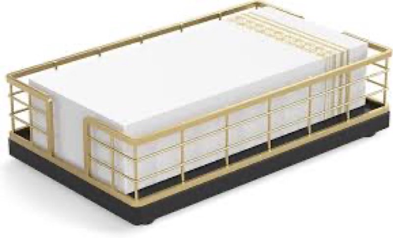 wican guest towel holder tray for bathroom, oak and iron napkins holder for powder room dinning tabl