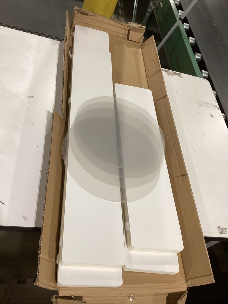 Condition photo showing As Is for 4Pack Cylinder Stands for Party, Foldable Cardboard Columns with 4 Clear Round Top Plates, Cake Display Pedestal Stand for Wedding Banquet Vendor Events Decorative Beige