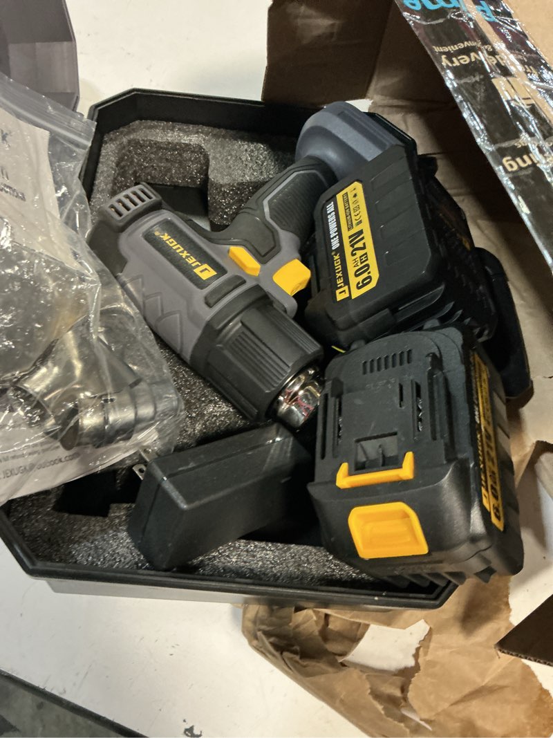 Condition photo showing Good Condition for jexugk lcd cordless heat gun, portable hot air gun with 2 x 6.0ah battery, pistola de calor inalambrica with 4 nozzles, 122?-1022? fast heating shrink for vinyl wrap, automotive, paint removal
