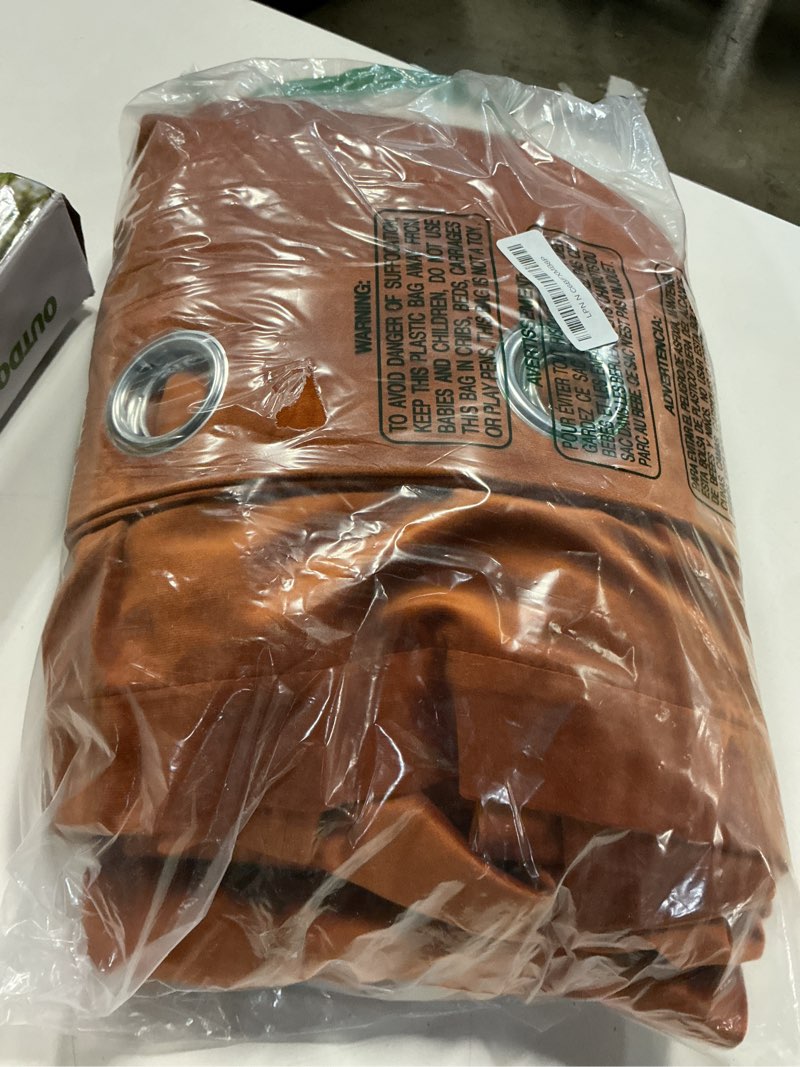 Condition photo showing Good Condition for stangh burnt orange velvet curtains 108 inches long, super soft room darkening window treatment for bedroom/living room, holiday backdrops, w52 x l108, 2 panels 52"w x 108"l (pack of 2) red series - burnt orange
