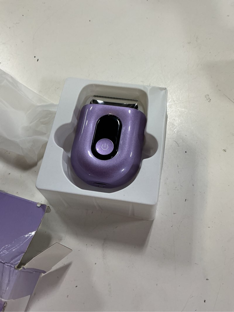 Condition photo showing As Is for cordless electric shaver for women: mini electric razors with led display - rechargeable bikini trimmer -beginner ipx7 waterproof wet dry face razor for body pubic leg (deep purple)