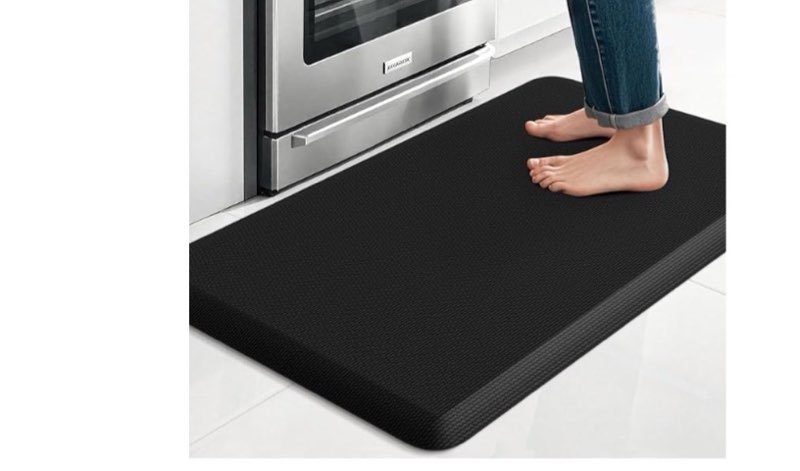 Kitchen Mat, Cushioned Thick Floor Comfort Mat, with Non-Slip Bottom, Water & Stain Resistant, Easy Clean Standing Desk Mat for Kitchen, Sink, Office (17.3"x28", Black)