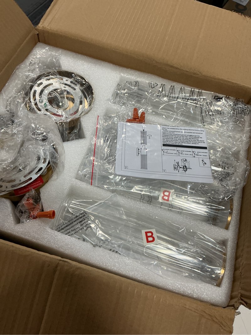 Condition photo showing Good Condition for Wall Sconces Set of Two,Brass Gold Bathroom Sconces Wall Lighting with White Glass, Modern Sconces Wall Decor Set of 2 Wall Light fixtures for Bathroom Mirror Living Room Hallway Bedroom Wall Lamp brass white