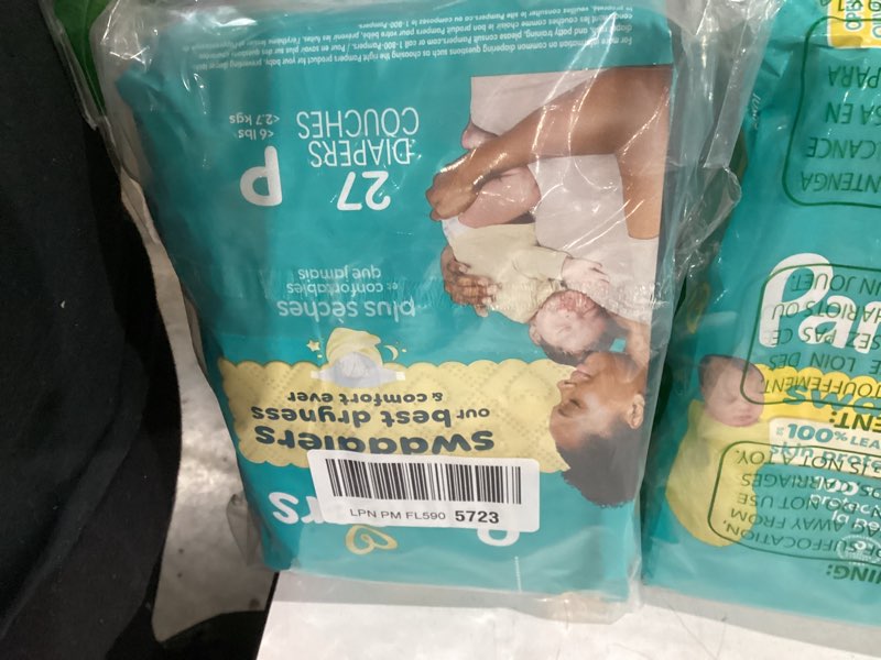 Condition photo showing New/Like New for pampers baby diapers - swaddlers - size p1, 27 count, ultra absorbent disposable preemie diaper preemie 27