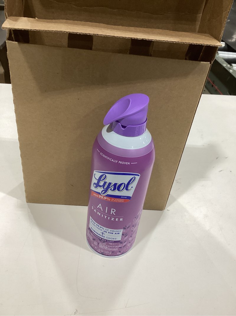 Condition photo showing New/Like New for Lysol Air Sanitizer Spray with Bacterial Odor Eliminator for Home & Office, Sanitizing Air Spray, Air Freshener Alternative, Lavender Sky Scent, 10 oz (Pack of 3) Lavender 10 Ounce (Pack of 3)