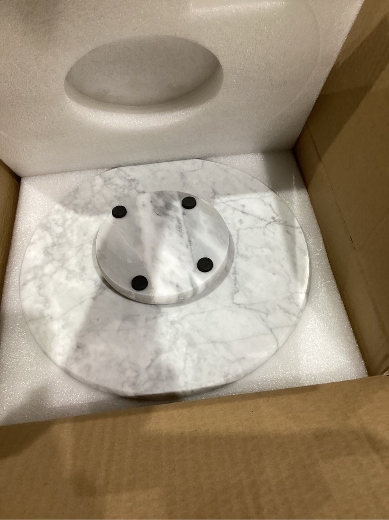 Condition photo showing Good Condition for jalz jalz 12'' Marble Lazy Susan for Countertop Kitchen Turntable Storage Turner countertop Organizer Convenient Serving Rotation Spinning Tabletop Organizer Swiveling Serving Tray Revolving Platter