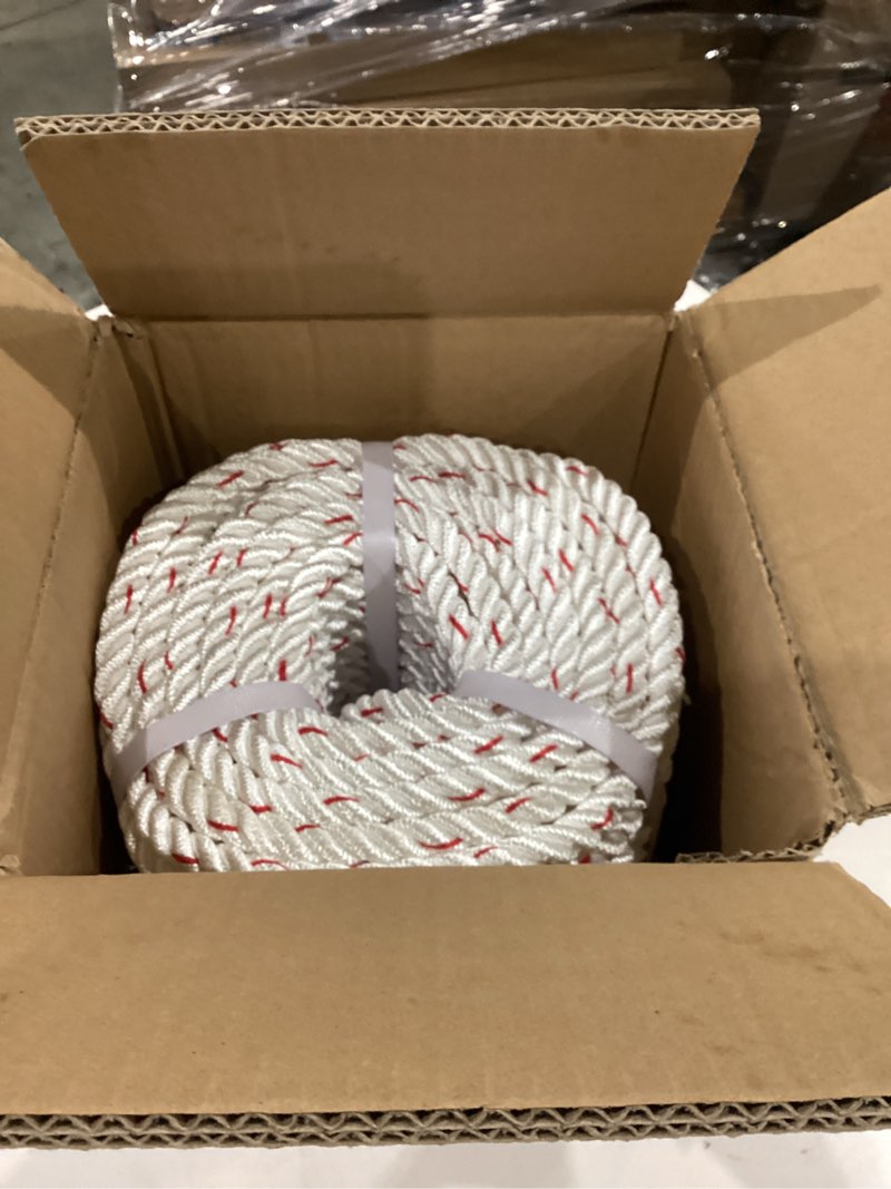 Condition photo showing Good Condition for arborist bull rope, high strength polyester pulling and multipurpose rigging and tree felling rope-no eye splice with red tracer for climb, pull, tie, swing and knot (120ft x 1/2")