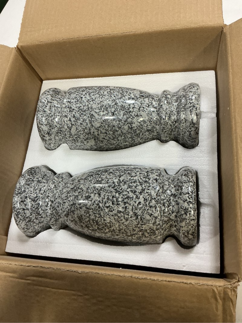 Condition photo showing New/Like New for Granite Cemetery Vase for Grave Markers, Headstone Memorial Flower Holder Gray 2