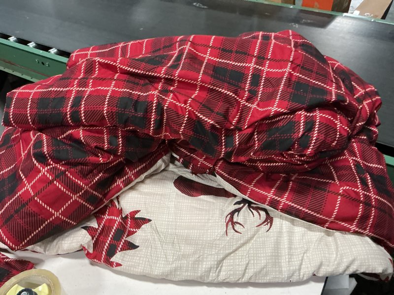 Condition photo showing As Is for New Cuddl Duds Full/Queen size heavyweight flannel Quilt set Red Lodge PlaidNew 1 cover  ( similar 