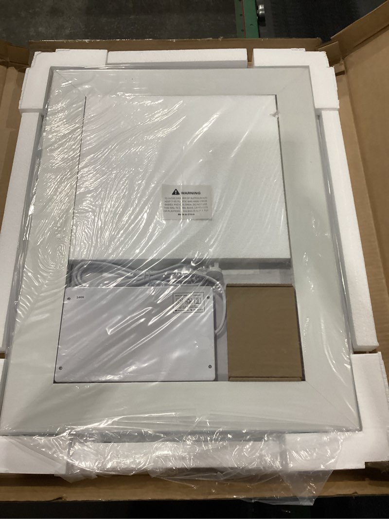 Condition photo showing New/Like New for Keonjinn 24x32 Inch LED Bathroom Mirror with Light, Frontlit & Backlit, Lighted Mirrors for Bathroom Wall with Dimmable 3-Color Lights, Anti-fog Vanity Mirror with Tempered Glass, UL-Listed LED Driver Frontlit & Backlit 32"L x 24"W