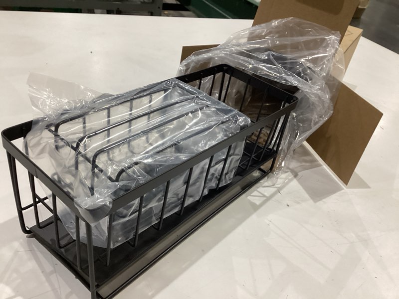 Condition photo showing Good Condition for kitsure sponge holder for kitchen sink - rustproof stainless steel sink caddy organization and storage essentials with high brush holder, home decor accessories, 7.9" x 3.7" x 6.2", black black 7.9" x 3.7" x 6.2"