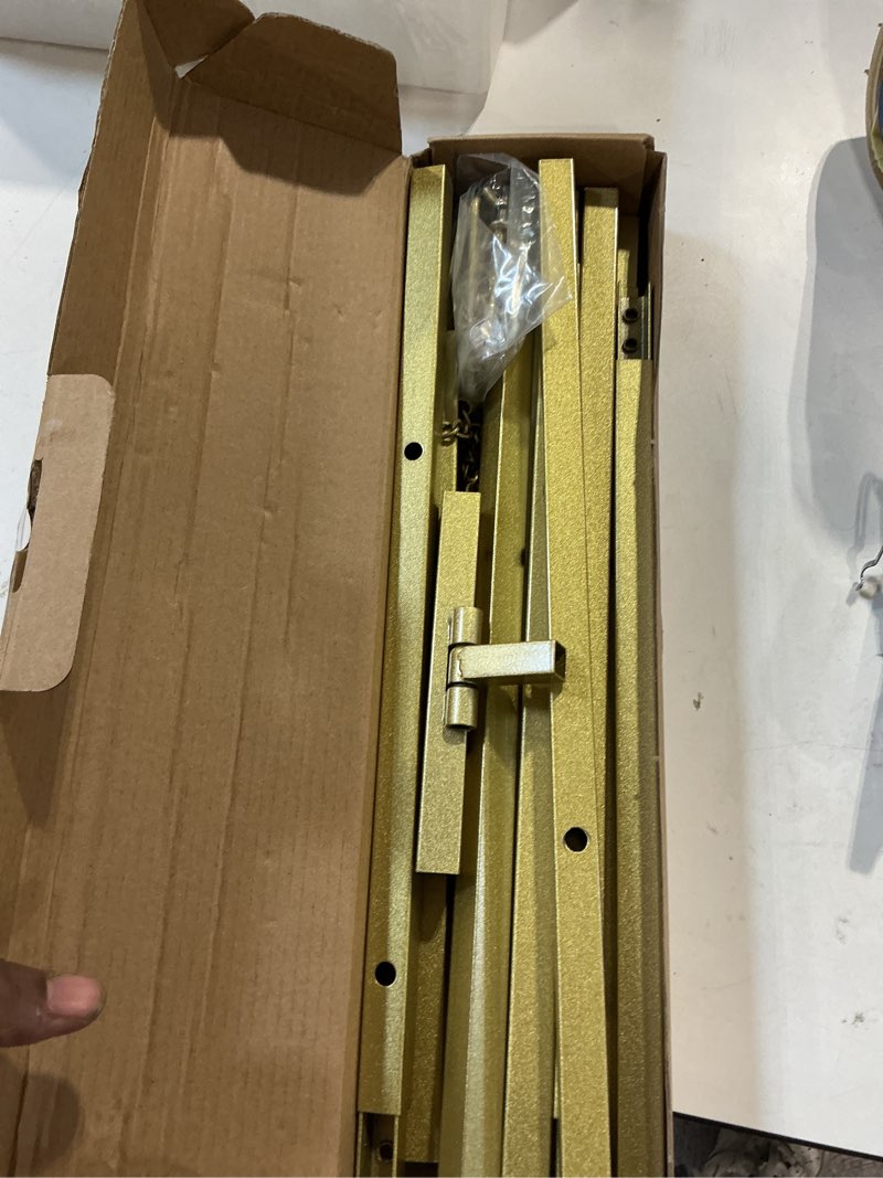 Condition photo showing Good Condition for gold easel stand for sign, heavy duty metal display easel with adjustable chain, 4-tier height art easel for painting, wedding sign, posters & commercial display
