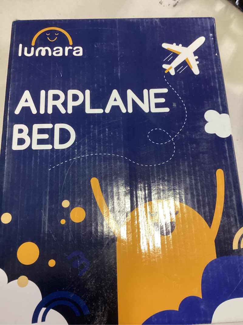 Condition photo showing New/Like New for LUMARA Toddler Airplane Bed - Inflatable Airplane Bed for Toddlers, Plane Baby Mattress for Kids - Blow Up Air Mattress for Child Flight Sleep with Safety Belt, Innovative Valves, No Pump Needed Blue