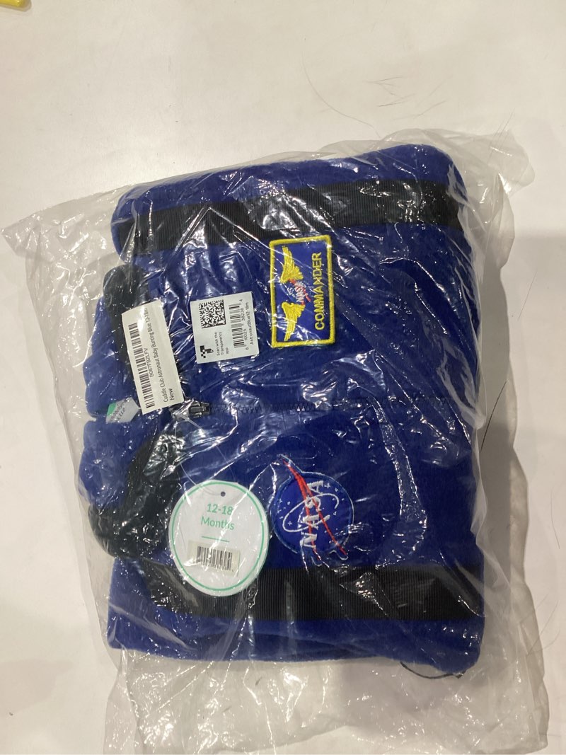 Condition photo showing New/Like New for Astronaut Fleece Bodysuit - Baby & Toddler Kids Fleece Bunting with Full Zipper – Hooded One Piece NASA Jumpsuit 12-18 Months Astronaut - Blue