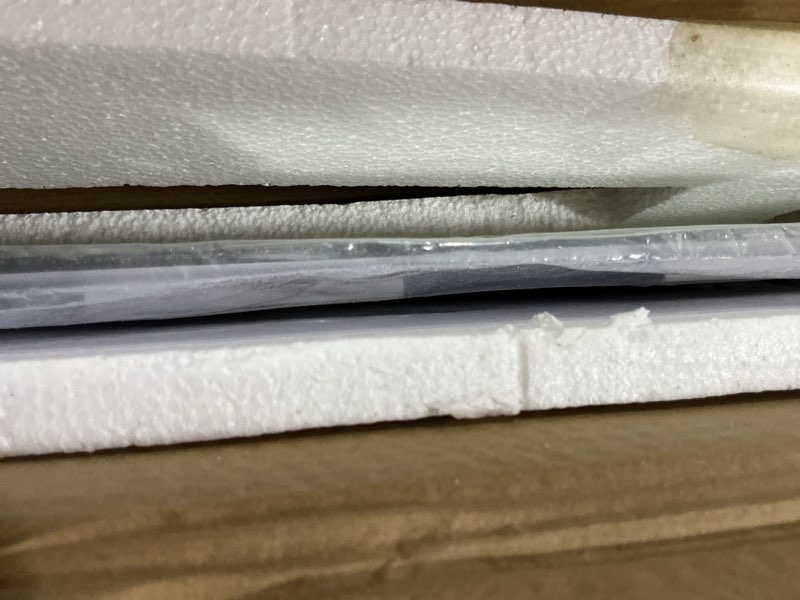 Condition photo showing Good Condition for Black Metal Framed Bathroom Mirror for Wall, 24 x 36 Inch Square Corner Rectangle Black Bathroom Vanity Mirror Modern Farmhouse, 1/4-inch Shatterproof Glass | Ultra-Flush Hanging