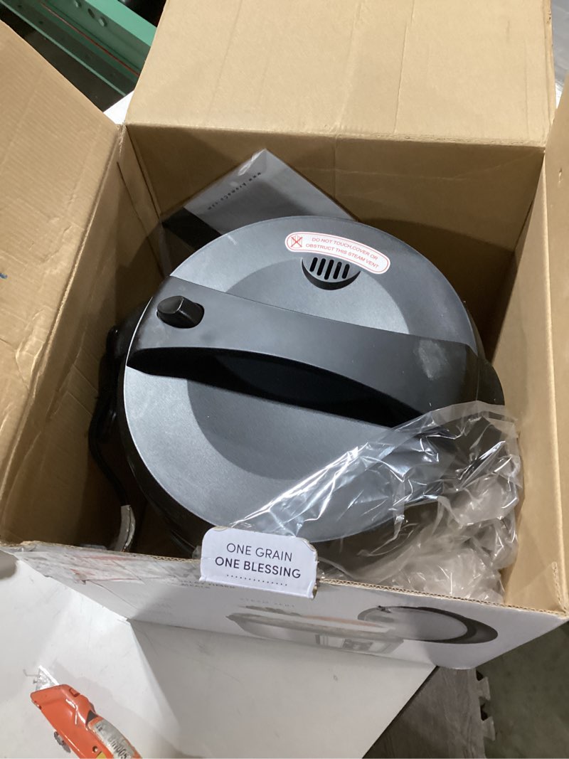 Condition photo showing As Is for Aroma Housewares Professional Plus ARC-5000SB 20 Cup (Cooked) Digital Rice Cooker, Food Steamer, Slow Cooker, Stainless Exterior/Nonstick Pot, Silver, Black, 10-cup uncooked/20-cup cooked/4QT