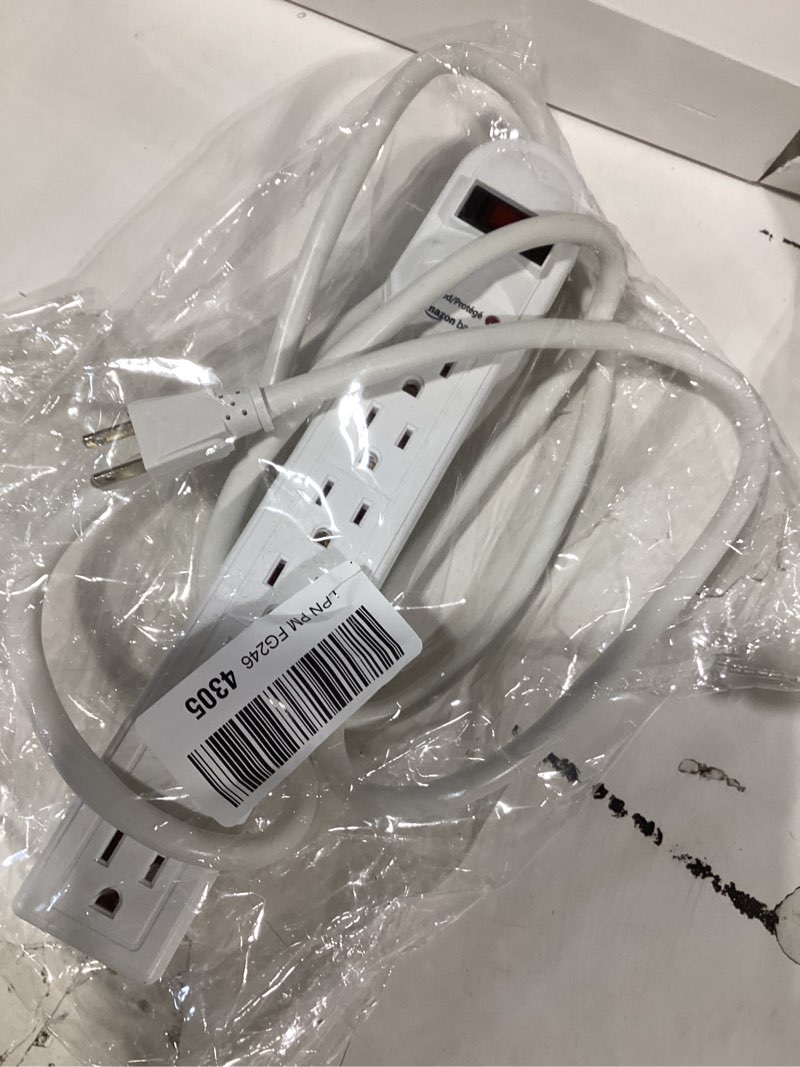 Condition photo showing Good Condition for Amazon Basics Surge Protector Power Strip, 6-Outlet, 790 Joules, LED Indicator, 6ft Extension Cord, White Old Version White 1 Pack