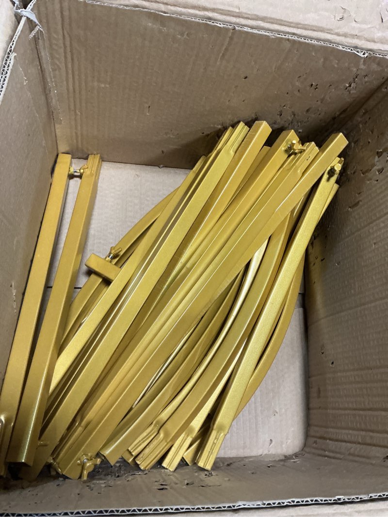 Condition photo showing As Is for Putros Metal Arch Backdrop Stand Gold Wedding Arch Stand Set of 2 (7.2FT/6FT) Square Arched Frame for Birthday Party Graduation Ceremony Decoration 7.2FT,6FT Gold