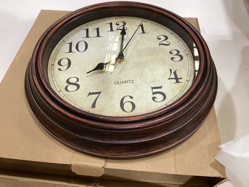 Condition photo showing Good Condition for wall clock, 12 inch silent non ticking battery operated clocks, decorative for living room, bedrooms, kitchen (bronze) a_bronze 12"