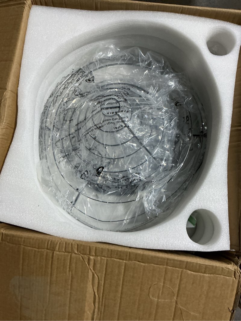 Condition photo showing As Is for 12 lights crystal flush mount light ceiling light fixture lamp raindrop round chrome metal modern chandelier for dining room living room bathroom bedroom hallway d 23.6" x h 12.9" silver