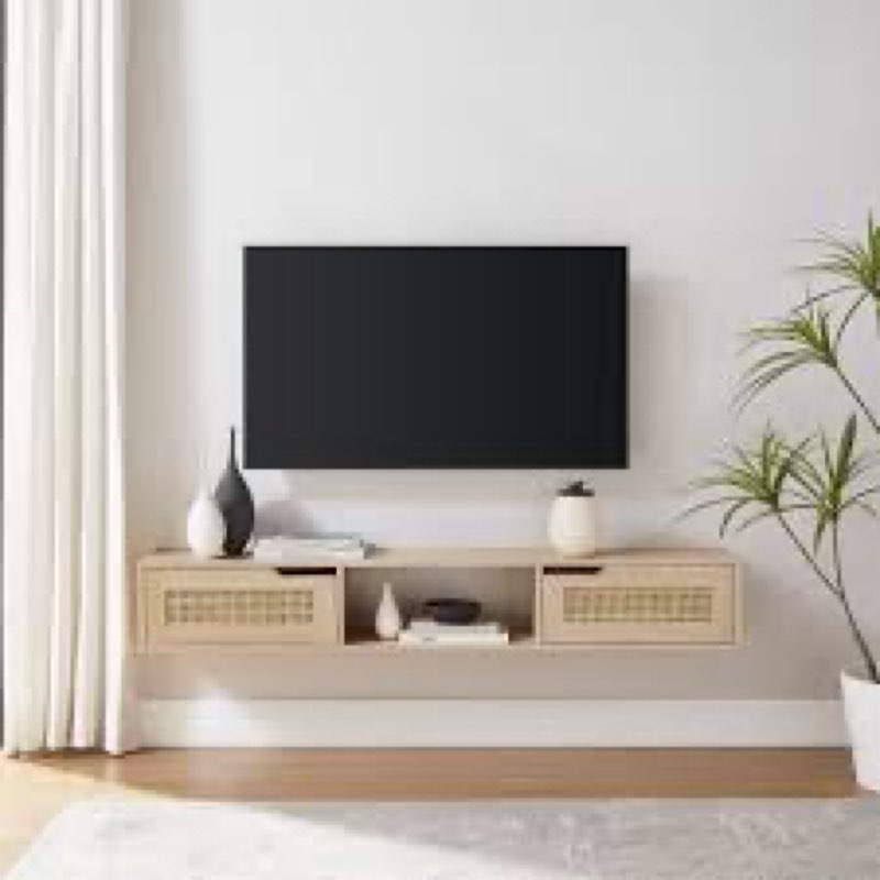 Petoskey Floating Wall Mounted TV Stand with 2-Dropdown Doors INCOMPLETE 