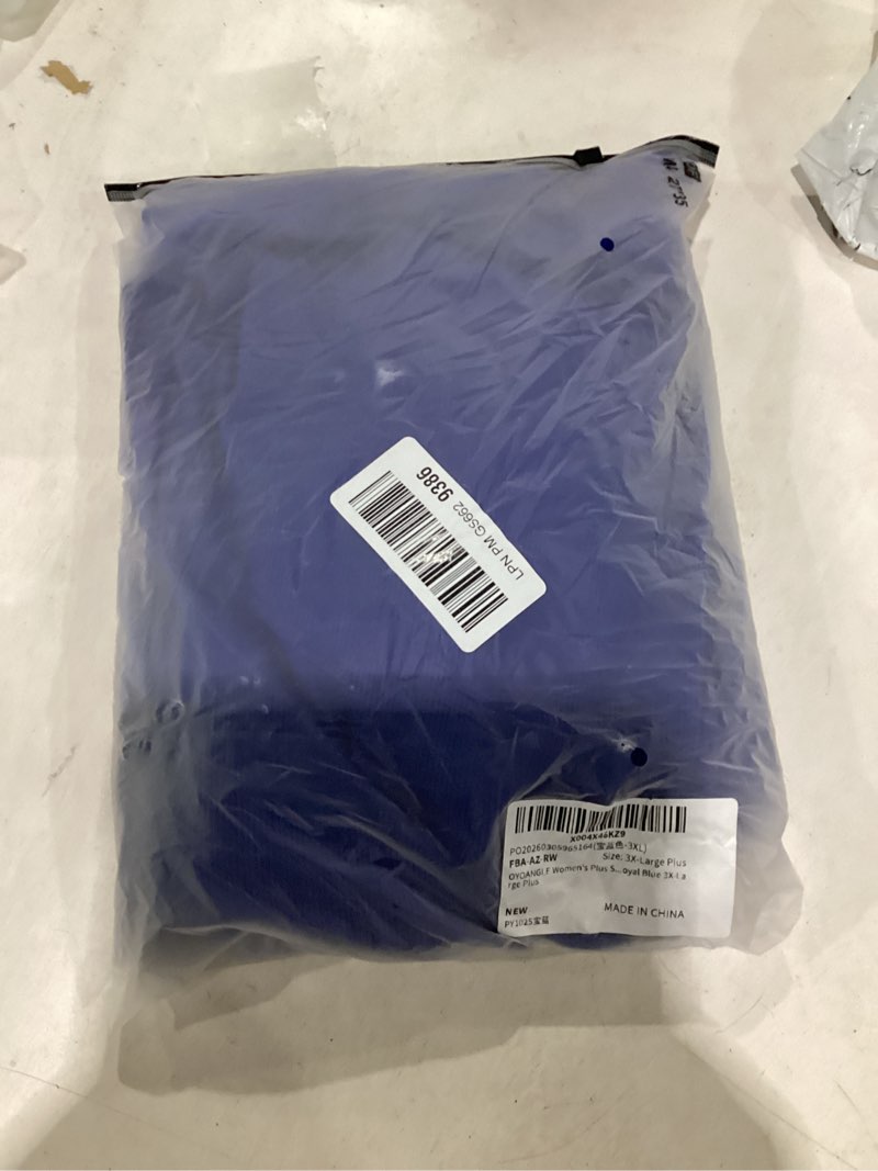 Condition photo showing Good Condition for oyoangle women's plus size lace trim sleeveless maxi dress wrap v neck high slit formal evening dresses 3x-large plus royal blue
