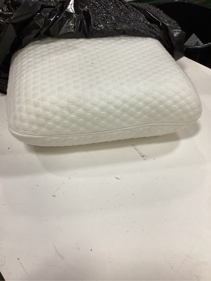 Condition photo showing As Is for orthopedic neck support pillow for sleeping, special foam deep sleep pillow, bed pillow for side, back, stomach sleepers, removable and washable cover