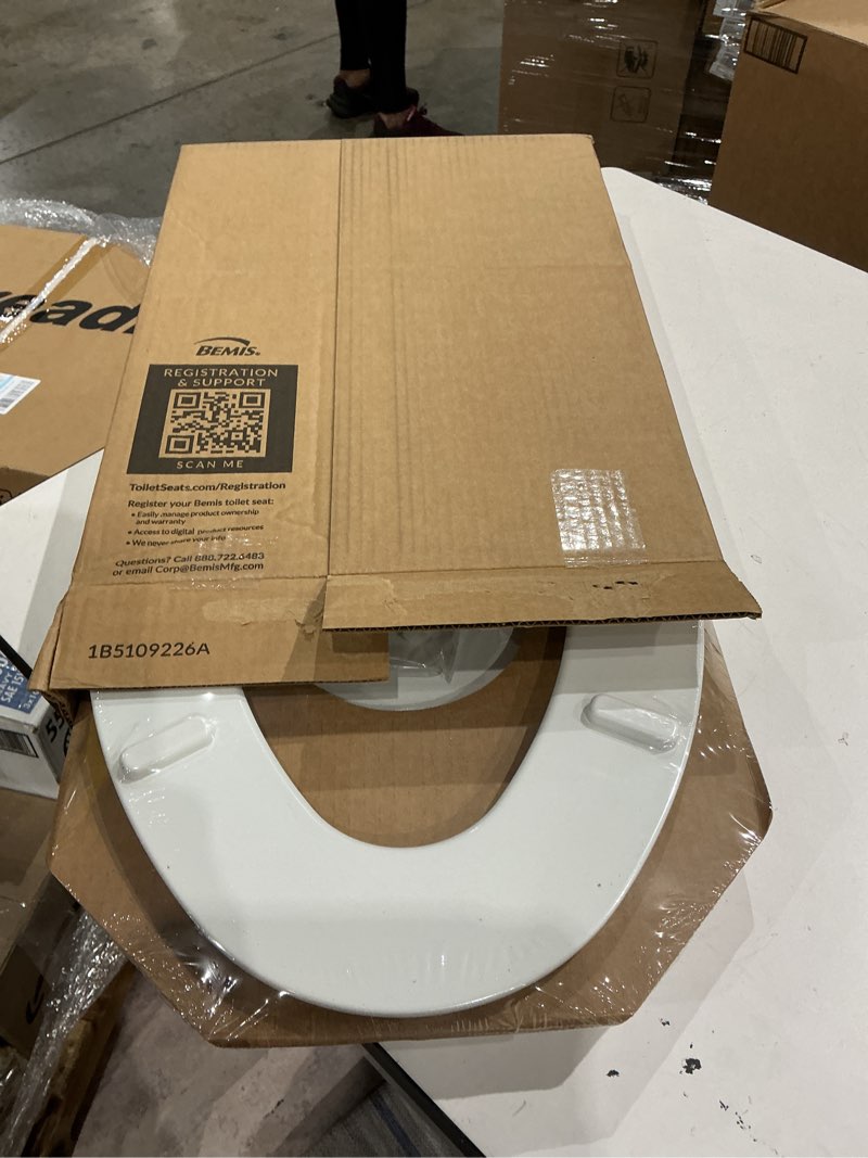 Condition photo showing New/Like New for mayfair cassel slow close toilet seat, easy clean, non slip premium wood seat, easy install, made in usa, elongated, white elongated 1 - toilet seat