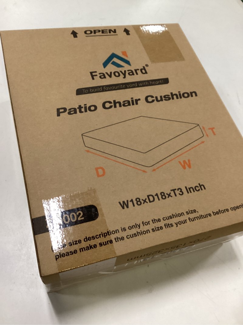 Condition photo showing New/Like New for Favoyard Patio Chair Cushions 18 x 18 x 3 Inch Waterproof Outdoor Seat Cushions for Patio Furniture 3-Year Color Fastness Garden Sofa Couch Chair Pads with Handle & Adjustable Straps Set of 2, Beige Beige 18 x 18 x 3 In