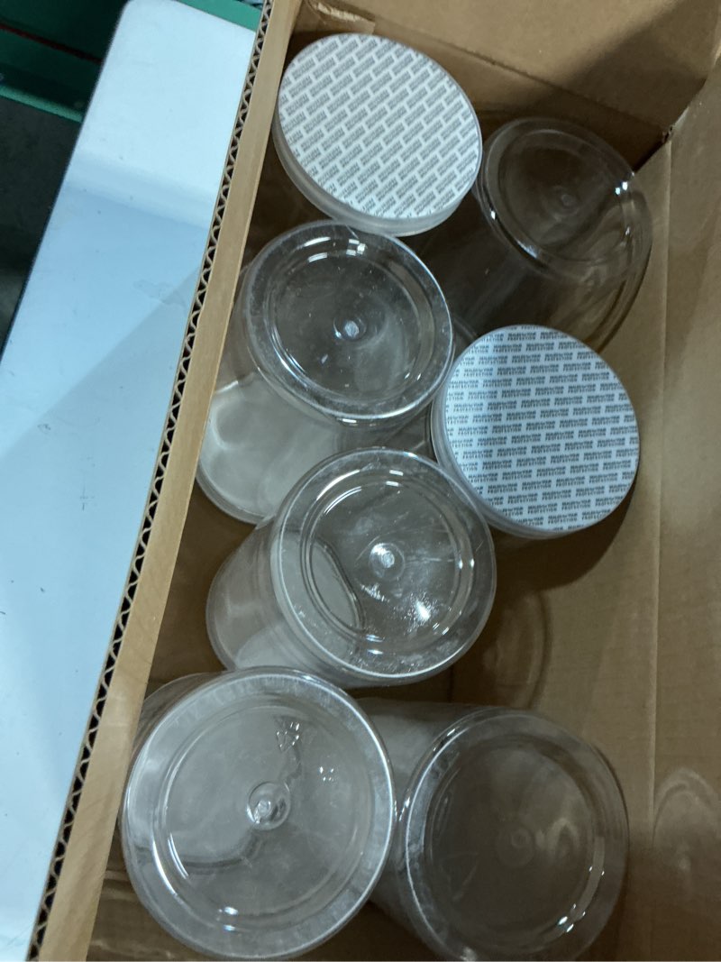 Condition photo showing Good Condition for dandat 7pack 30 oz plastic jars with lids plastic mason bottles container canister wide mouth cylinders kitchen home organize storage for dry good, spice, honey, candy, peanut butter(clear)