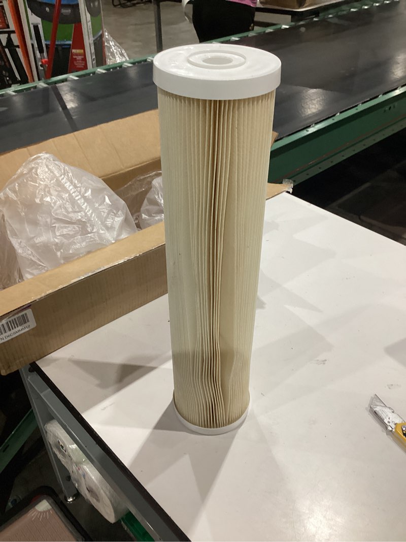 Condition photo showing As Is for 4"x10" 5 micron pentair pleated water filter cartridge