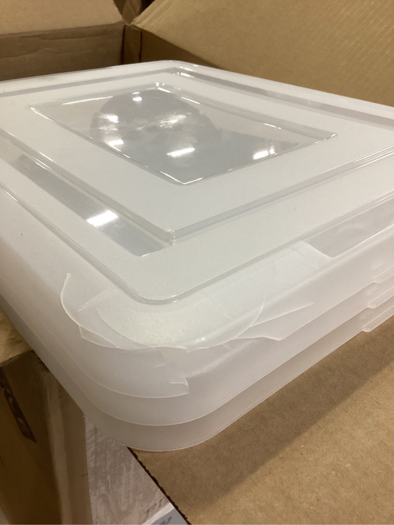 Condition photo showing As Is for IRIS USA File Box, Plastic File Organizer with Lids for Letter/Legal File, Portable Document Box For Moving, Storage Bin with Durable and Secure Lid, Stackable Nestable BPA-Free, Black 35 Qt. 4 Pack Black - 4 Pack