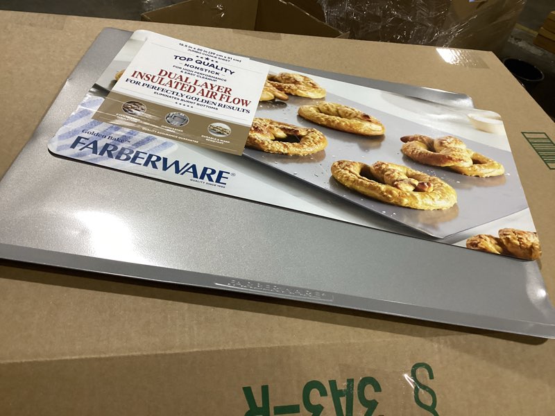 Condition photo showing As Is for Farberware Insulated Bakeware Nonstick Cookie Baking Sheet, 15.5" x 20", Light Gray