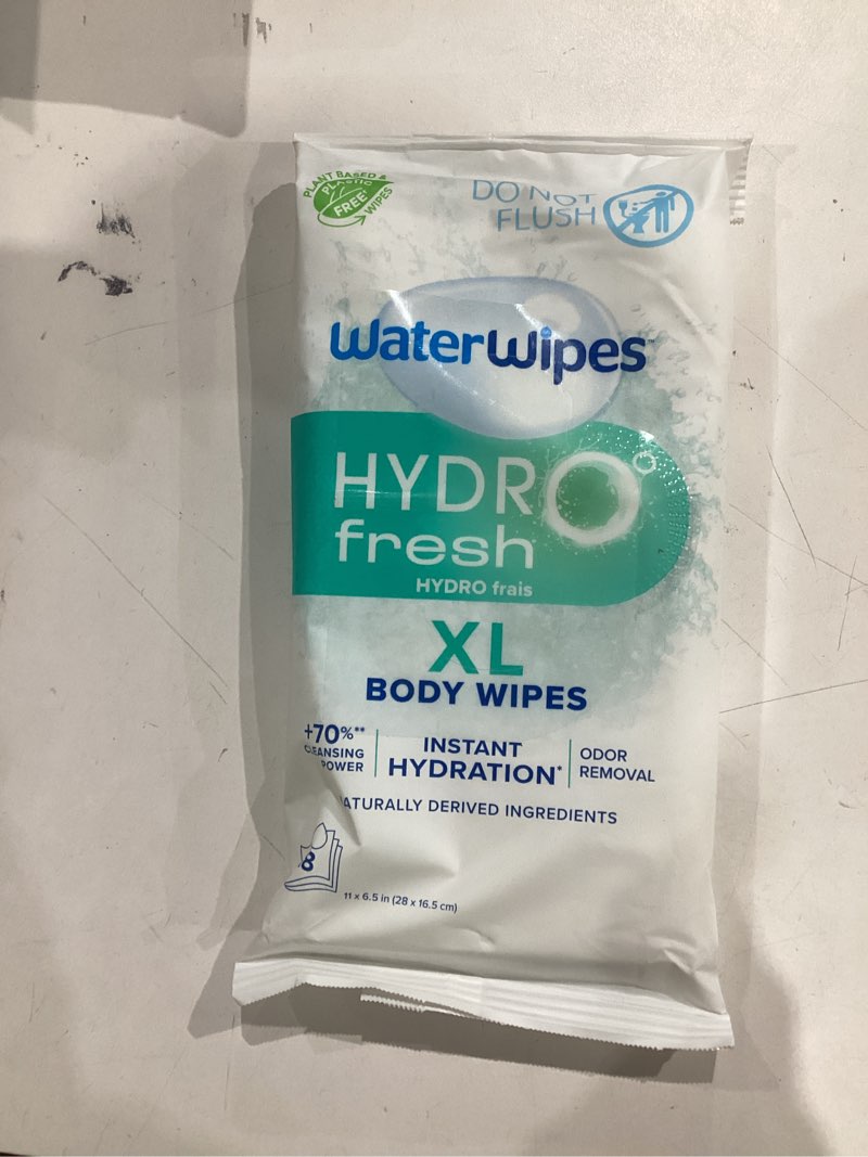 Condition photo showing New/Like New for WaterWipes HydroFresh Refresh Wipes, Stay Clean & Refreshed, XL Body Cleaning Wipe, Instant Cleanliness, Odor & Sweat Removal, Ideal for Gym, Travel & Outdoor Use