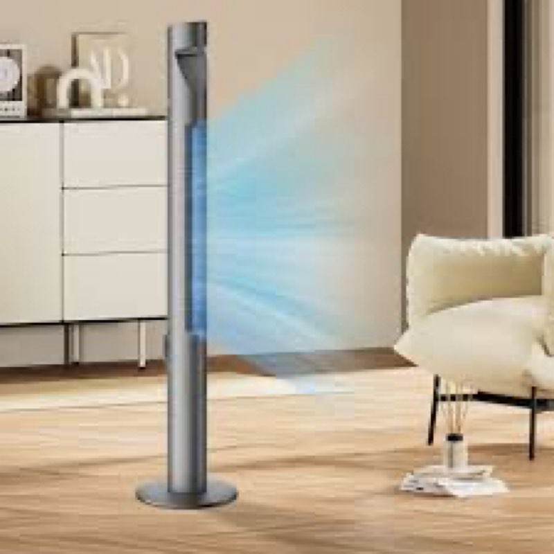 47" Tower Fan For Home, 70° Oscillating Cooling Floor Fan Quiet Bladeless Standing Fan With Remote