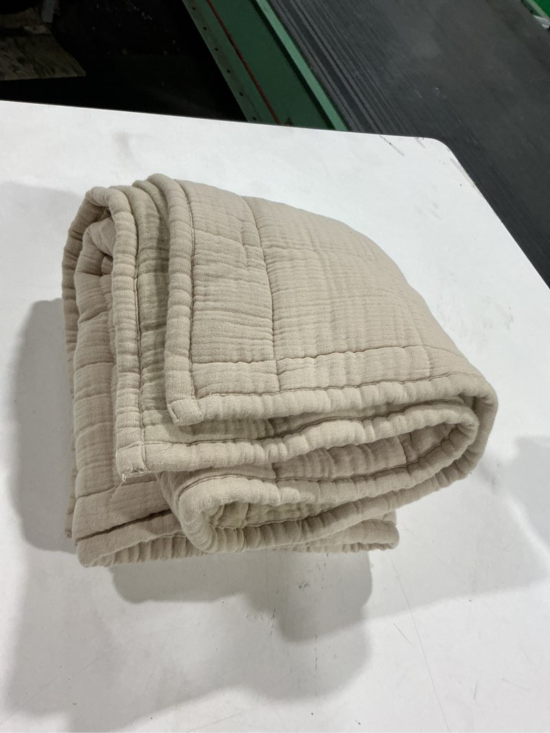 Condition photo showing As Is for organic cotton gauze sham tan king only one