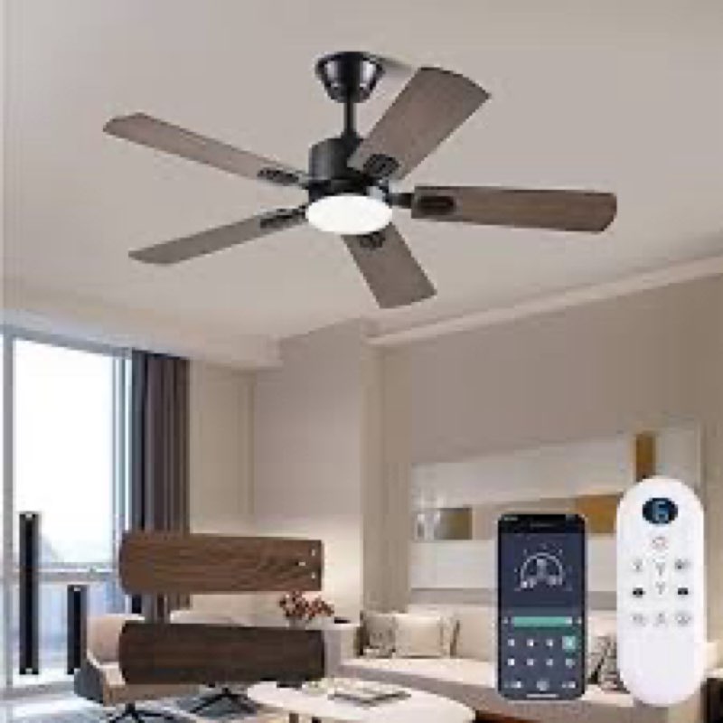 FUMLTP 54inch Ceiling fans with Lights, Low Profile RGB Ceiling fan with Light and Remote/App Contro