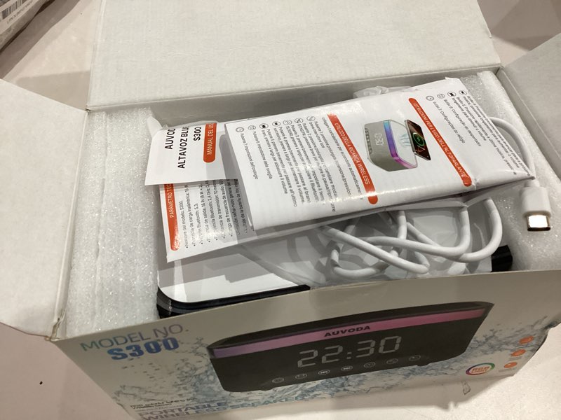 Condition photo showing Good Condition for s300 16w stereo portable bluetooth speaker with 15w fast wireless charging, 13-color dimmable night light, white noise, alarm, fm radio, bt5.3, tws, for home, office, bedroom (white)
