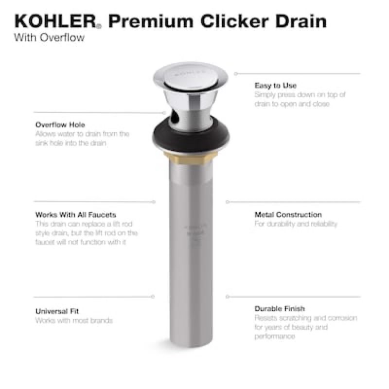 KOHLER Matte Black Bathroom Sink pop up drain