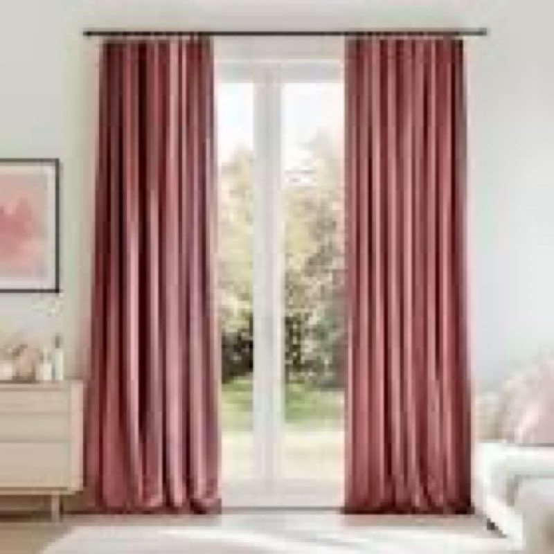 Topfinel 108 Inches Long Dusty Pink Velvet Blackout Curtains for Bedroom Large Window, Room Darkenin