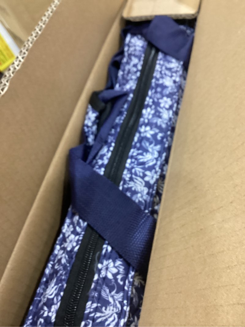 Condition photo showing New/Like New for american mahjong set,166 premium acrylic tiles with blue prints, 4 all-in-one color rack/pushers, complete mahjong game set with floral blue carrying bag